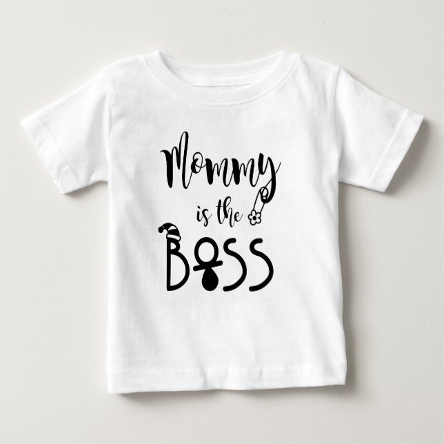 T-shirt Pour Bébé Maman est le patron drôle (Devant)