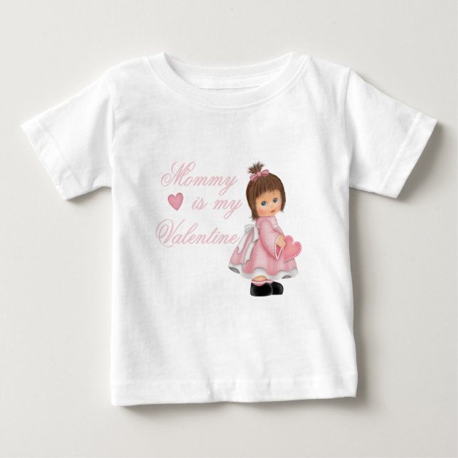 T-shirt Pour Bébé Maman Est Ma Saint Valentin (Fille) - Longue Manch (Devant)