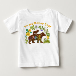 T-shirt Pour Bébé Maman et bébé douce ourse au miel