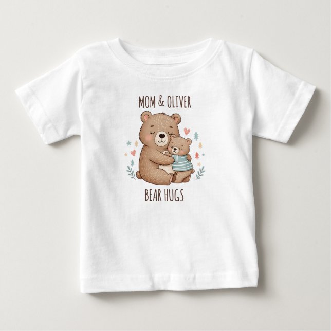 T-shirt Pour Bébé Maman et bébé ours s'étreignent (Devant)