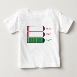 T-shirt Pour Bébé Maman et papa à batterie faible pour un nouveau-n
