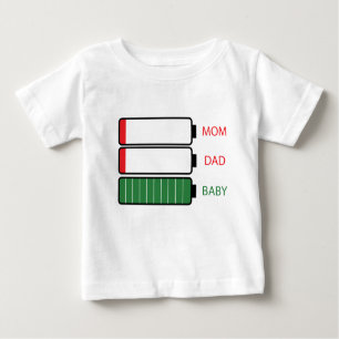 T-shirt Pour Bébé Maman et papa à batterie faible pour un nouveau-né