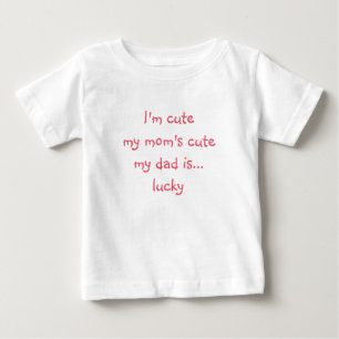 T-shirt Pour Bébé Maman Mignonne Papa Chanceux Drôle Humour Bébé Fil