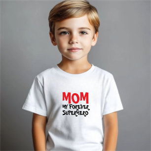 T-shirt Pour Bébé Maman Mon Super-héros pour toujours rouge noir