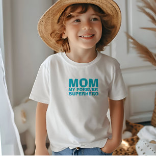 T-shirt Pour Bébé Maman Mon Super-héros pour toujours turquoise