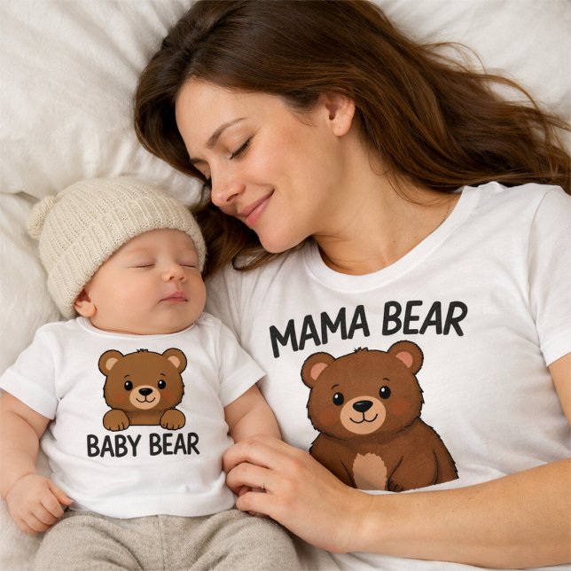T-shirt Pour Bébé Maman Ours et Bébé Ours (Créateur téléchargé)
