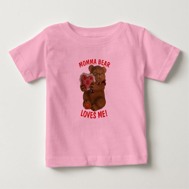 T-shirt Pour Bébé Maman Ours m'aime Teddy et le coeur (Devant)