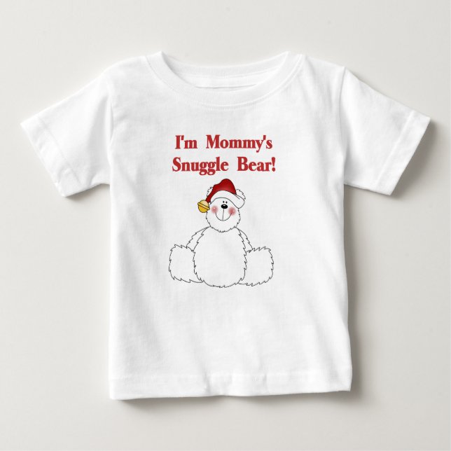 T-shirt Pour Bébé Maman's Snuggle Bear Maman Noël (Devant)