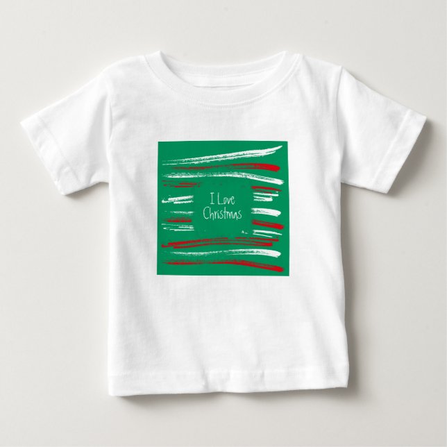 T-shirt Pour Bébé Manches de brosse Xmas vert Toddler long (Devant)