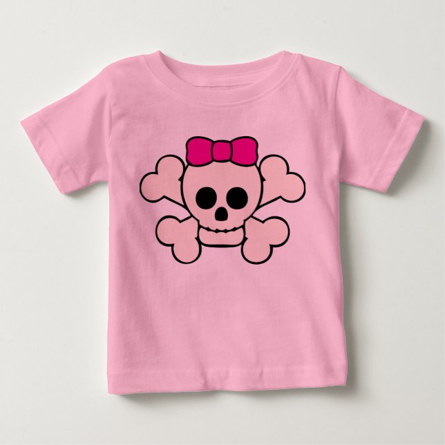 T-shirt Pour Bébé Manches longues du crâne et des os croisés (Devant)