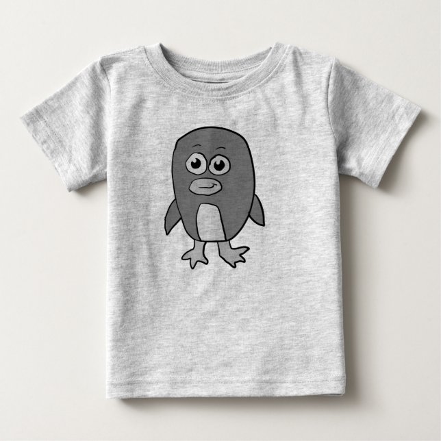 T-shirt Pour Bébé Manchot en niveaux de gris (Devant)