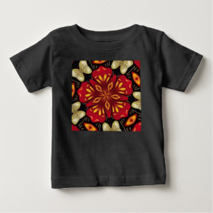 T-shirt Pour Bébé Mandala de fleurs tropicales et papillons