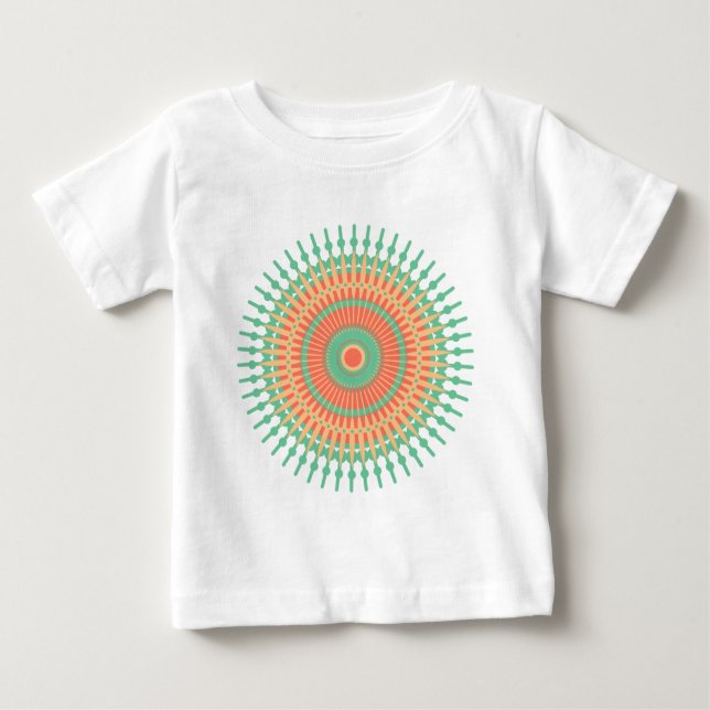 T-shirt Pour Bébé Mandala design vert, orange indienne (Devant)