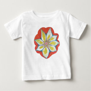T-shirt Pour Bébé Mandala fleur Dessin Toddler Ruffle Tee, Blanc