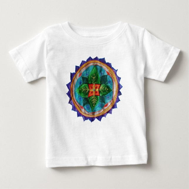 T-shirt Pour Bébé Mandala Positive Baby Fine Jersey T-Shirt, Blanc (Devant)