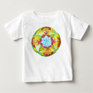T-shirt Pour Bébé Mandala Rond Froncé Jaune