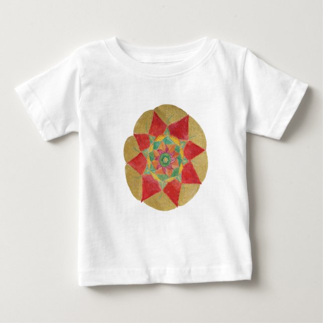 T-shirt Pour Bébé Mandala Star Toddler Ruffle Tee, blanc (Devant)