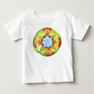 T-shirt Pour Bébé Mandala <Yellow Round à la main peint mandala