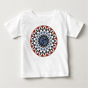 T-shirt Pour Bébé Mandala Yoga Om Rust Sky Blue Tribal