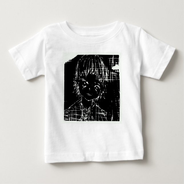T-shirt Pour Bébé manga d'anime projet quotidien noir (Devant)
