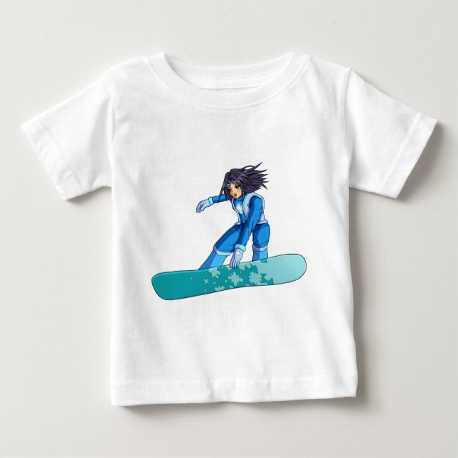 T-shirt Pour Bébé Manga Snowboarder Girl (Devant)