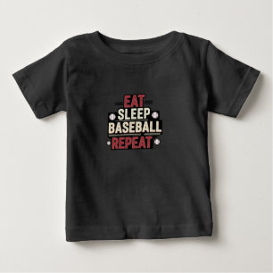 T-shirt Pour Bébé Manger Dormir Baseball Répéter Drôle Fan de Baseba