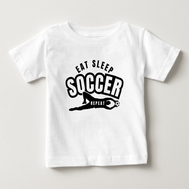 T-shirt Pour Bébé manger dormir football répéter  (Devant)