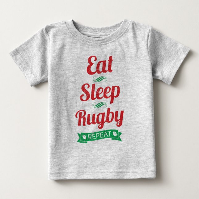 T-shirt Pour Bébé Manger, Dormir, Rugby, Répéter (Devant)