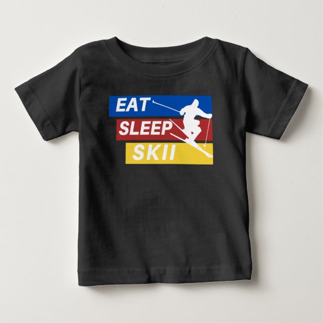 T-shirt Pour Bébé Manger Ski de sommeil (Devant)