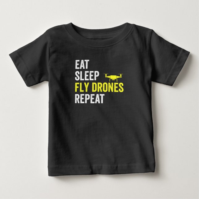 T-shirt Pour Bébé Mangez des drones de drones de sommeil Répéter dro (Devant)