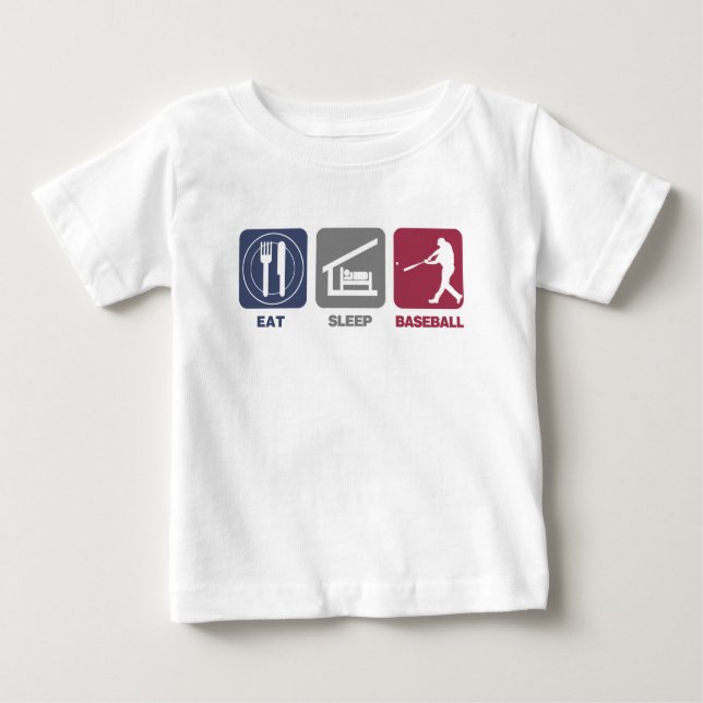 T-shirt Pour Bébé Mangez le base-ball de sommeil (Devant)