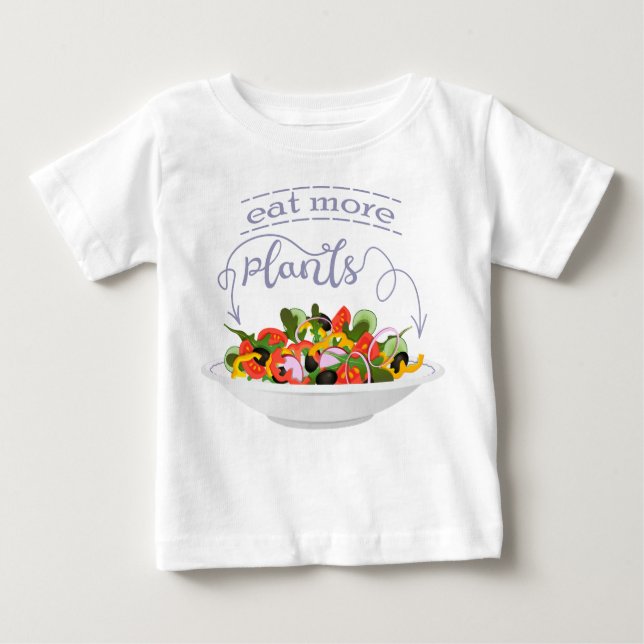 T-shirt Pour Bébé Mangez plus de plantes frais motivation salade let (Devant)