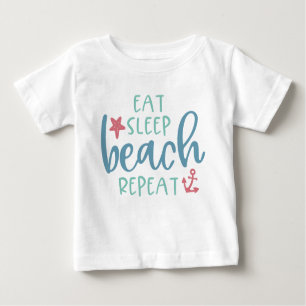 T-shirt Pour Bébé Mangez Sleep Beach Répétez l'Ancre Star Fish