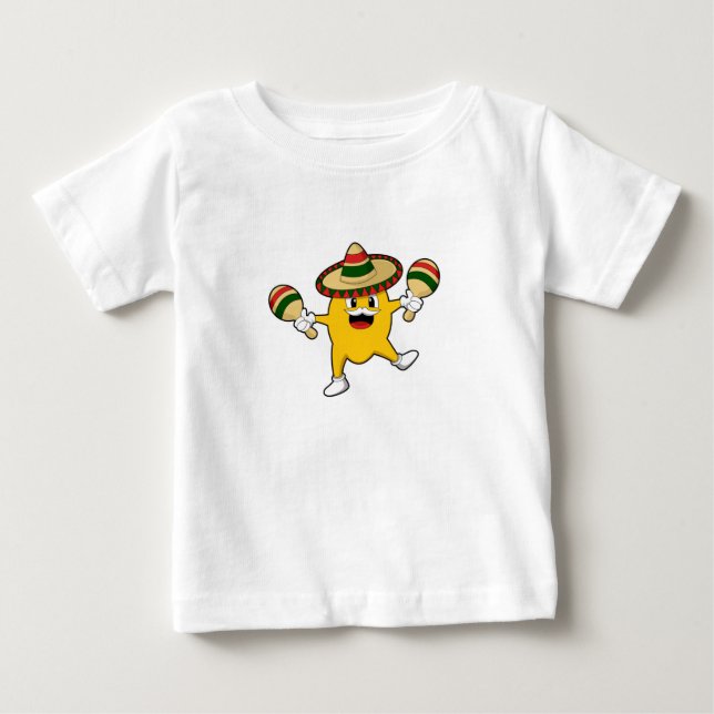 T-shirt Pour Bébé Mango comme musicien avec Maraca (Devant)