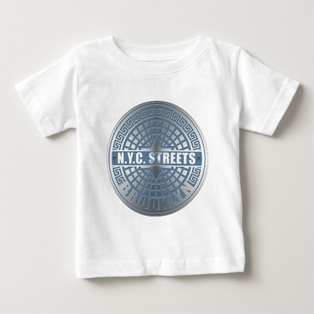 T-shirt Pour Bébé Manhole Cover Brooklyn Blue (Devant)