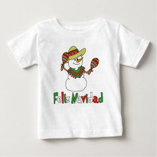 T-shirt Pour Bébé Maracas de sombrero de bonhomme de neige de bande