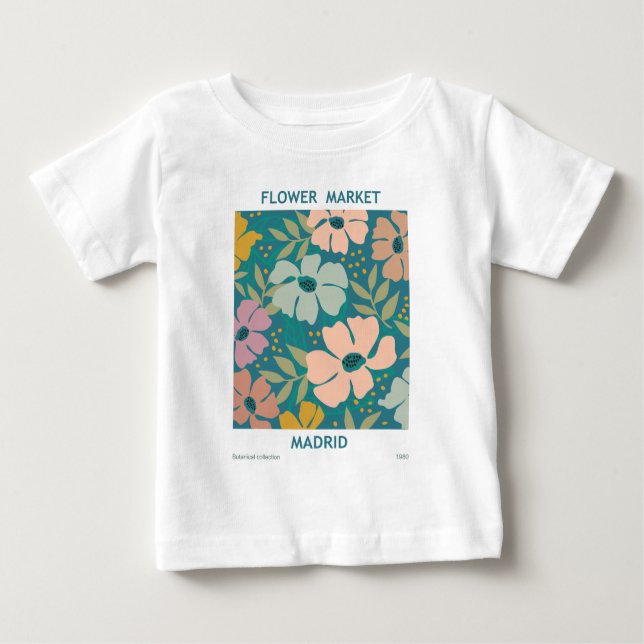 T-shirt Pour Bébé Marché aux fleurs Madrid Imprimer (Devant)