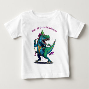T-shirt Pour Bébé Mardi Gras Madness T Rex Dinosaur Perle Mardi Graw