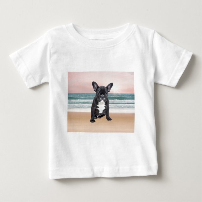 T-shirt Pour Bébé Mare French Bulldog Beach Eau Soleil (Devant)