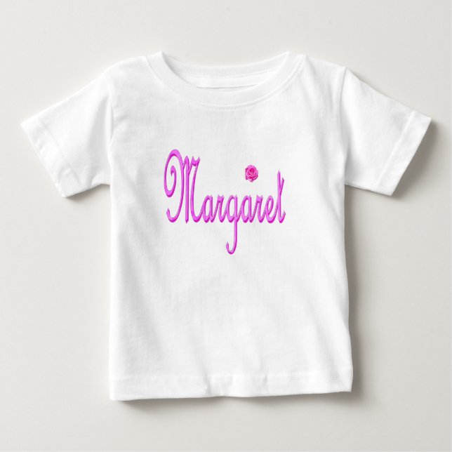 T-shirt Pour Bébé "Margaret" Nom En Rose Passion  (Devant)