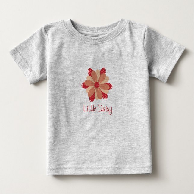 T-shirt Pour Bébé marguerite fleur mignonne petit rouge (Devant)