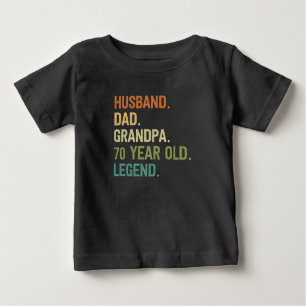 T-shirt Pour Bébé Mari papa grand-père 70 ans 70e anniversaire homme