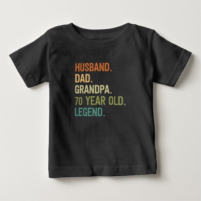 T-shirt Pour Bébé Mari papa grand-père 70 ans 70e anniversaire homme (Devant)