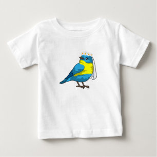 T-shirt Pour Bébé Mariée oiseau avec une couronne de fleurs