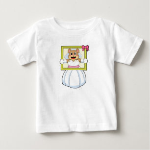 T-shirt Pour Bébé Mariée Ours avec robe de mariage & cadre photo.p