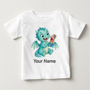 T-shirt Pour Bébé Marionnette de chaussette de dragon bébé aqua pers
