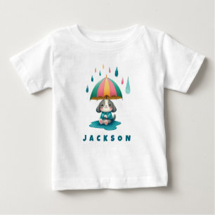 T-shirt Pour Bébé Marionnette mignonne avec parapluie assise dans un