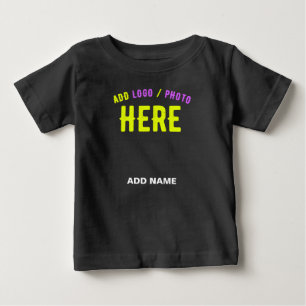 T-SHIRT POUR BÉBÉ MARQUE PERSONNALISÉE NOIRE MODERNE ET ÉLÉGANTE VÉR