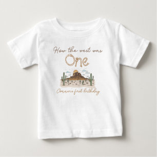 T-shirt Pour Bébé Marron Rustique Comment l'Ouest a été un 1er Anniv