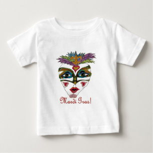 T-shirt Pour Bébé Masque à plumes pailleté de Mardi Gras coloré